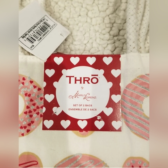 Lot of 4 Thro By Marlo Lorenz Tote Bags Blue/Gold Heart&Pink Donut Patterns - Picture 6 of 7